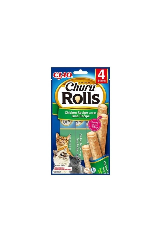 Ciao Churu Rols Sticks Tavuk Sargılı Ve Ton Balıklı Kedi Ödül Maması 4 X 10 GR | SRC: Barcode: 8859387700766